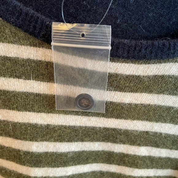 J. Crew Striped Sweater with Side Button and  Elbow Patch detail - Picture 6 of 11